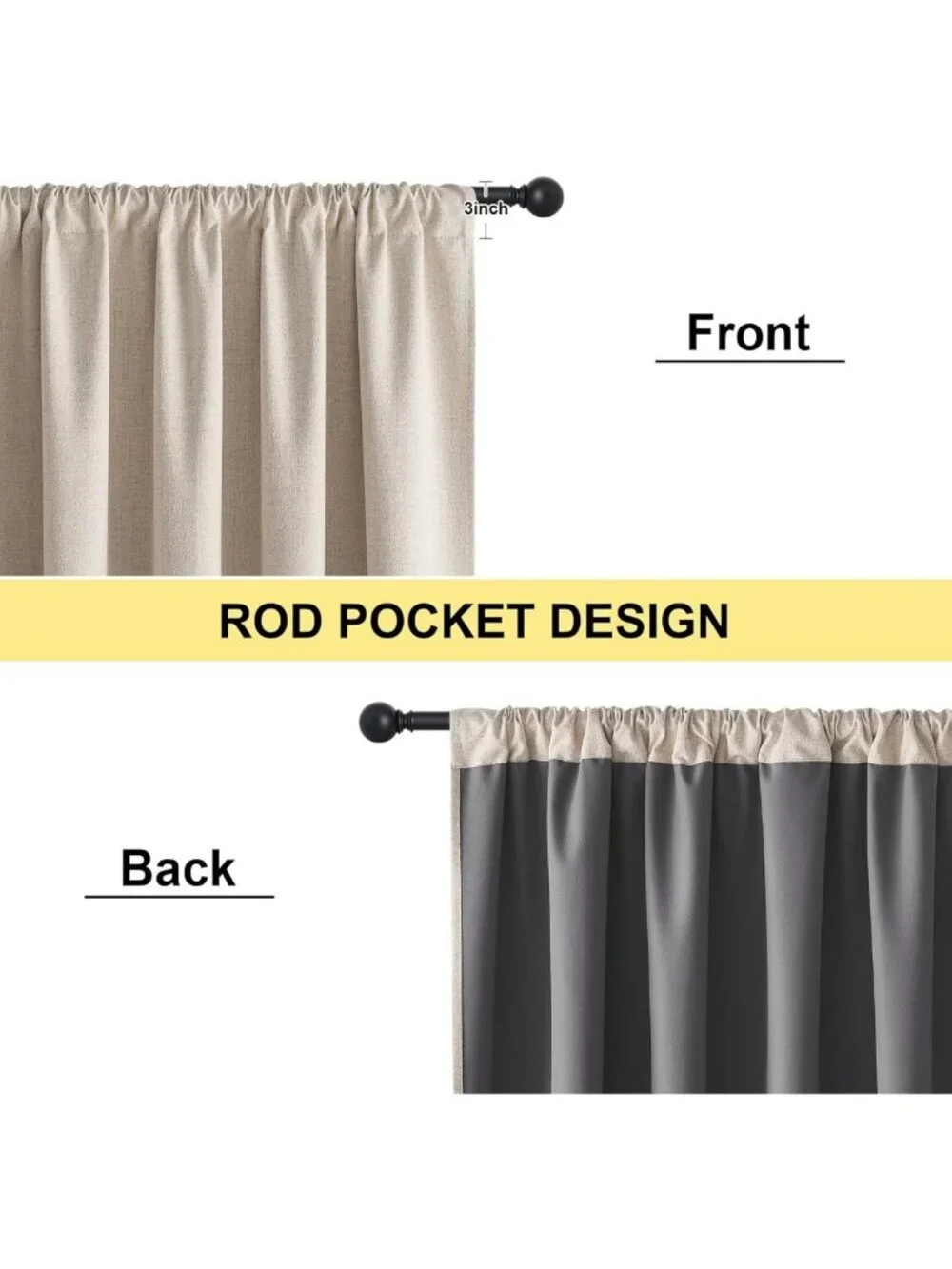 Blackout Curtains 2 Panels Set, 42x84 Inch, Thermal Insulated Room Darkening